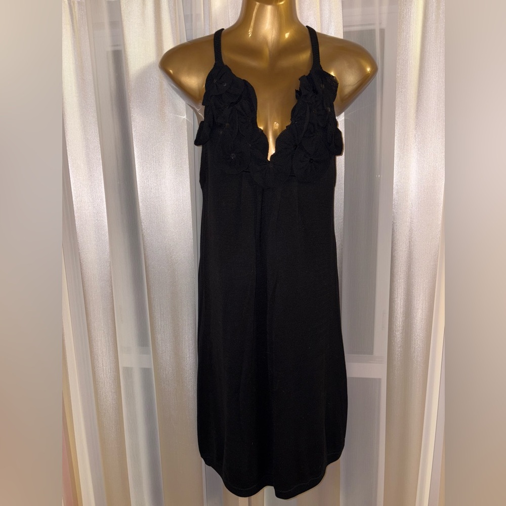 Elegant Black Sleeveless thin sweater Dress